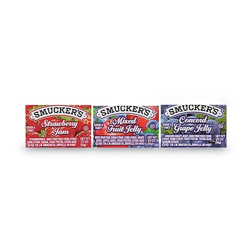 Smucker's Strawberry Jam, Mixed Fruit and Concord Grape Jelly Assortment, (0.5 Ounce) 200 Count
