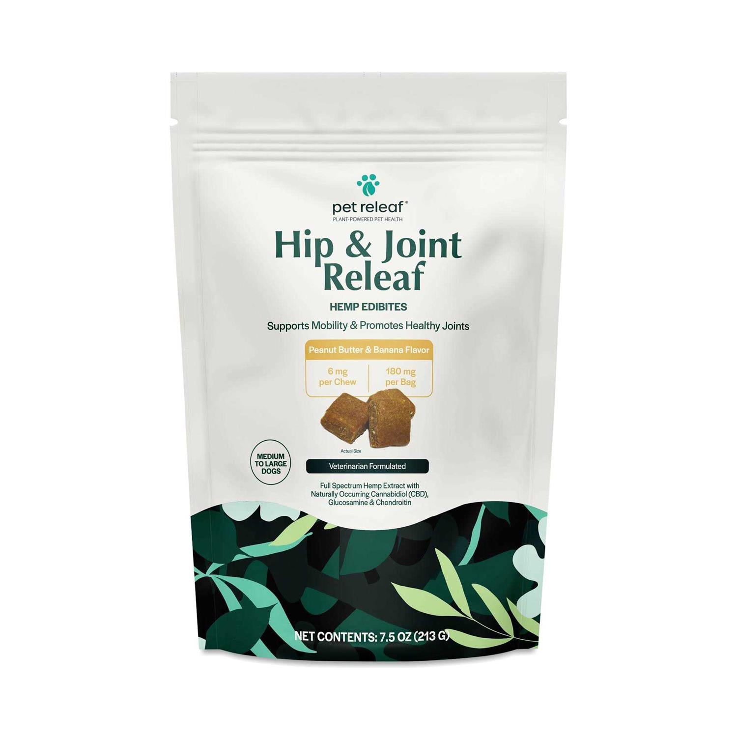 Pet Releaf Hip &amp; Joint Releaf Edibites Peanut Butter &amp; Banana Medium to Large Dogs - Pet Supplies online store