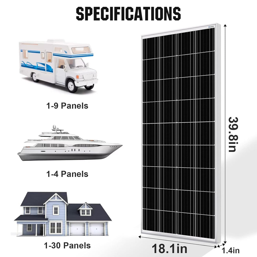 ECO-WORTHY 100 Watt 12 Volt Monocrystalline Solar Panel for RV Marine Boat Off-Grid, 2-Pack G23737