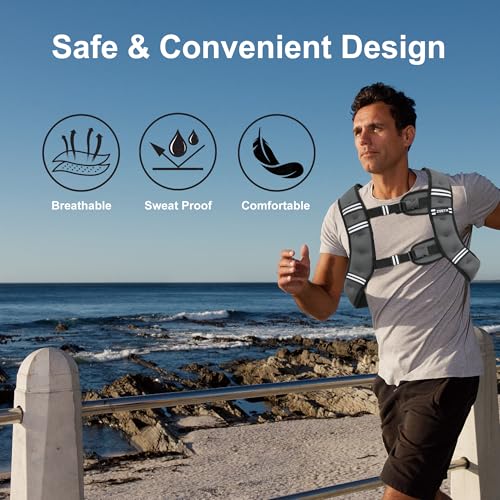 Weighted Vest for Men Women Strength Training with Reflective Stripe D98706