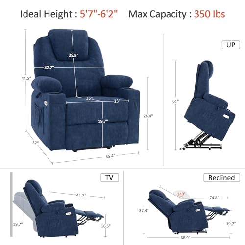 MCombo Small Power Lift Recliner Chair for Elderly with Heat and Massage, USB & Type C Ports J262