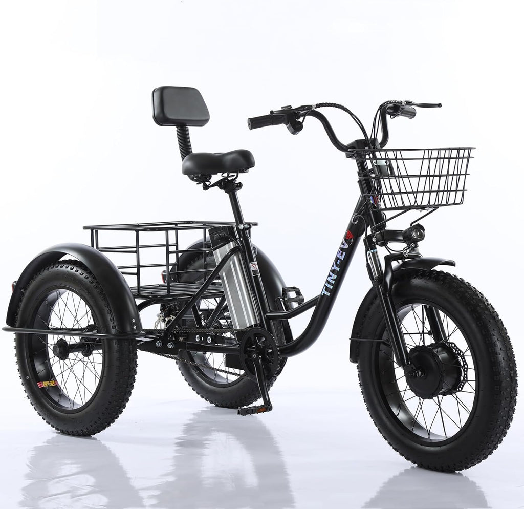 GERRIT Adult Outdoor 3 Wheel Bike, Seniors 3 Wheel Bike, 48V12AH Battery, Storage Basket Electric Tricycle, 3 Wheel Electric Cruiser Tricycle for Seniors, Daily Riding Shopping Tricycle