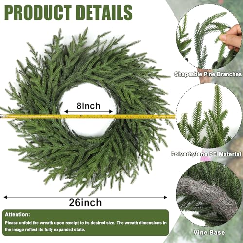 Artgar 26 Inch Pine Wreath for Front Door Christmas Decor T2410