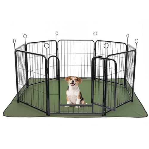 Lekesky 24 Inch 8 Panel Dog Playpen with Bottom Mat, Black E956