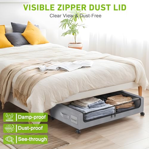 Under Bed Storage with Wheels, 2-Pack Rolling Metal Drawer, Black D42977