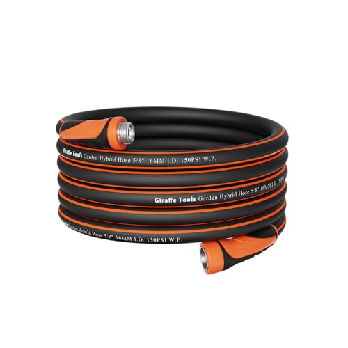 Giraffe Tools Garden Hose 100ft x 5/8", Heavy Duty Flexible Hybrid Hose Q38065