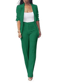 Tcremisa Women's Fashion 2 Piece Pant Suit Dressy Lapel One Button Blazer and Slim Fit Pants Set Business Outfits