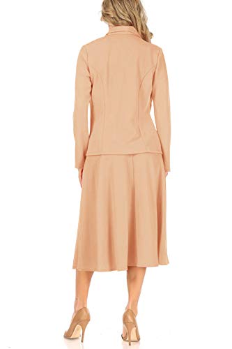 Women's Two Piece Long Sleeve Blazer and Midi Skirt Set C6828