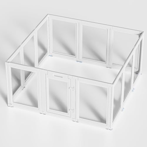 Transparent Dog Playpen with Wall Anchor, 23.6" H, 10 Panels, White N19944