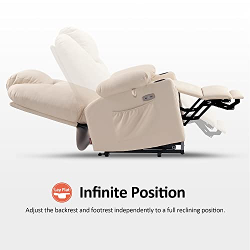 MCombo Dual Motor Power Lift Recliner Chair for Elderly with Heat and Massage, Faux Leather, Black R7957
