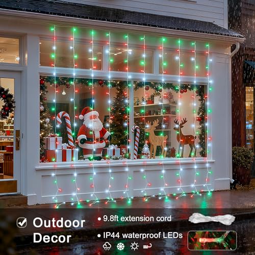 JMEXSUSS 300 LED Remote Control Christmas Curtain Lights, Warm White V64841