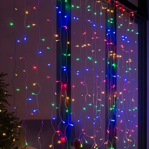 Dazzle Bright 300 LED Curtain Lights, Warm White, Plug in for Bedroom & Outdoor Decor X62406