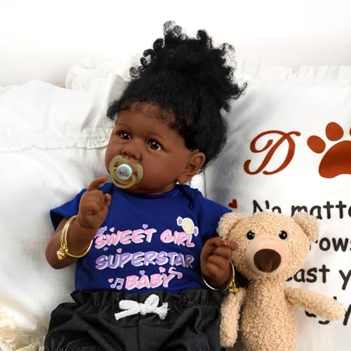 JIZHI Reborn Baby Doll Black 22 Inch African American Newborn Girl with Soft Body I836608