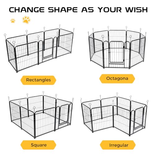 Lekesky 24 Inch 8 Panel Dog Playpen with Bottom Mat, Black E956