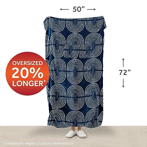 Sunbeam Royal Posh Dove Grey Heated Throw Blanket, Adjustable Heat Settings B2886