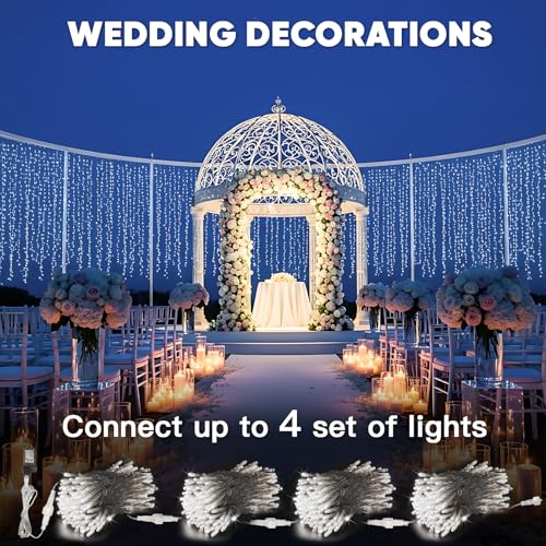 suddus Curtain Lights 300 LED Warm White for Bedroom, Outdoor & Christmas Decor K310