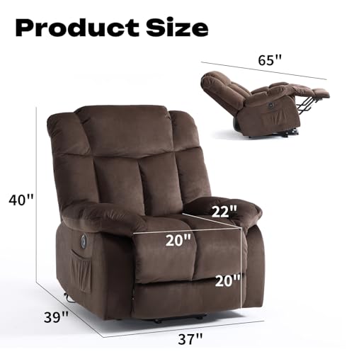 CANMOV Dual Motor Power Lift Recliner Chair for Elderly, Extra-Wide Seat, Heated Massage, Grey Fabric C219