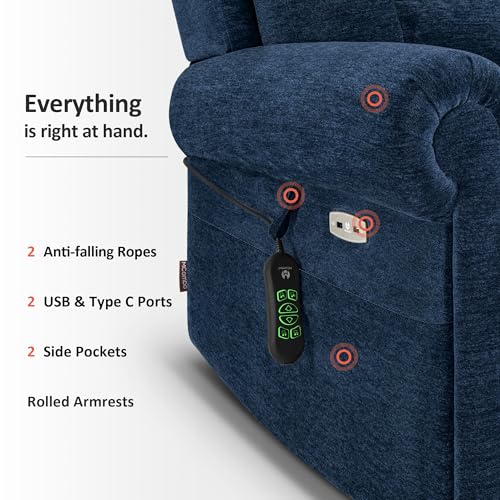 MCombo Triple Motor Power Lift Recliner Chair with Massage and Heating, Fabric, Coffee M573841