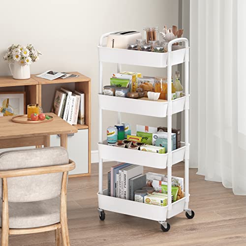 Sywhitta 3-Tier Plastic Rolling Utility Cart with Handle, Black F220270