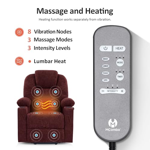 MCombo Small Power Lift Recliner Chair for Elderly with Heat and Massage, USB & Type C Ports J262
