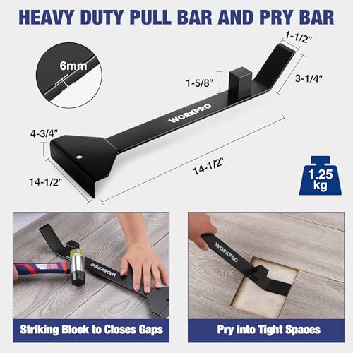 WORKPRO Laminate Flooring Installation Kit with Mallet, Pull Bar, Tapping Block and Spacers F82262