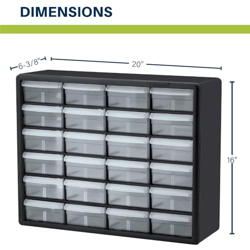Akro-Mils 24-Drawer Plastic Storage Cabinet, Black I624065