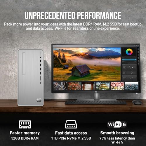 HP Pavilion Desktop Tower PC, AMD Ryzen 5, 32GB RAM 2TB SSD, Windows 11 Pro G607062