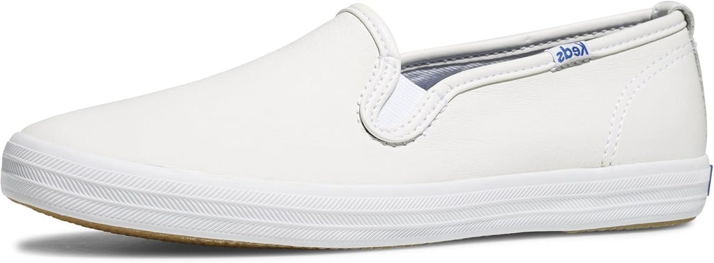 Keds Women's Champion Slip on Sneaker, White Leather, 8.5 Narrow