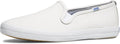 Keds Women's Champion Slip on Sneaker, White Leather, 8.5 Narrow