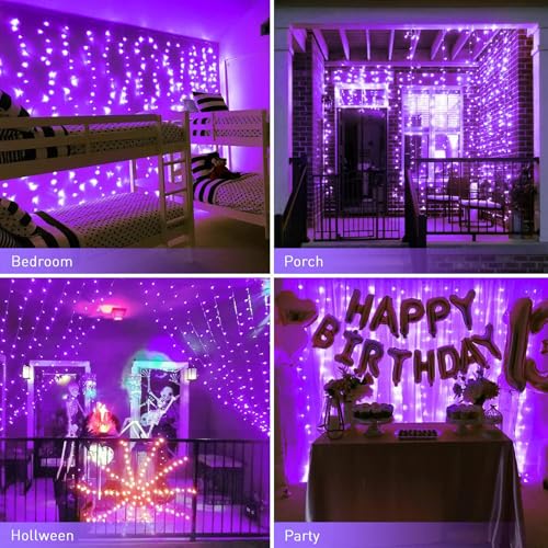 JMEXSUSS 300 LED Remote Control Christmas Curtain Lights, Warm White V64841