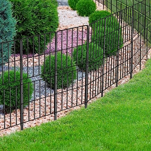 OUSHENG Decorative Garden Fence 10 Pack, 37.5in x 10ft Rustproof Metal Wire Panel S94845