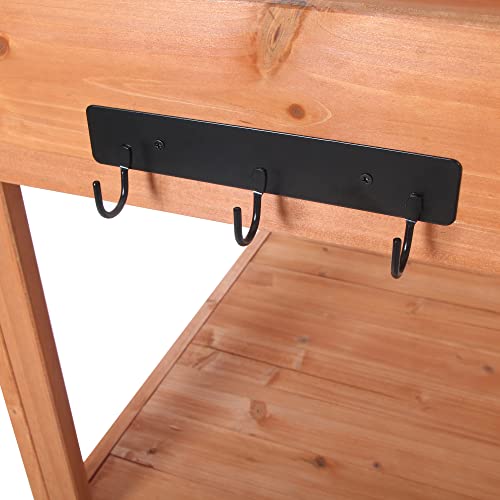 Outdoor Wooden Potting Bench Table with Drawers and Storage Shelves C672480