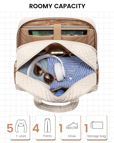 LOVEVOOK Large Travel Duffle Bag with Laptop Compartment for Women, Beige S759