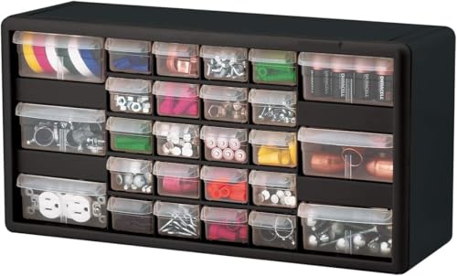 Akro-Mils 24-Drawer Plastic Storage Cabinet, Black I624065