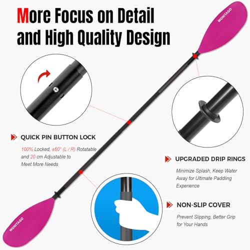 Kayak Paddles with Alloy Shaft and PP Blade, Adjustable 230-250 cm E1062