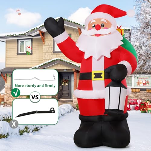 COMIN 8 FT Christmas Inflatables Outdoor Waving Santa Claus with LEDs V955