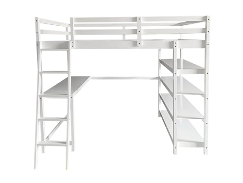 Queen Size Murphy Bed with Desk & Charging Station, White K505073