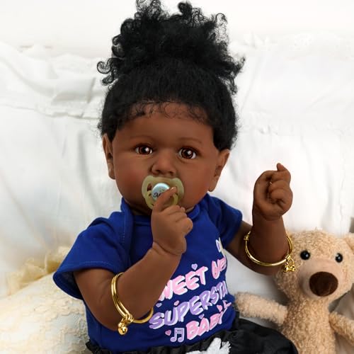 JIZHI Reborn Baby Doll Black 22 Inch African American Newborn Girl with Soft Body I836608