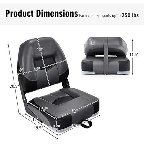 GYMAX Folding High Back Boat Seats with Stainless Steel Screws L976827