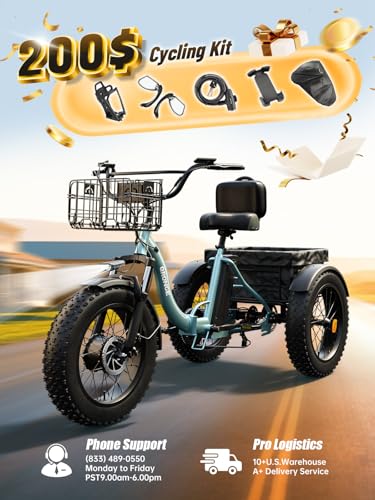 Electric Trike for Adults 960W Peak 36V 15AH Battery 20" Fat Tire with Rear Basket V89083