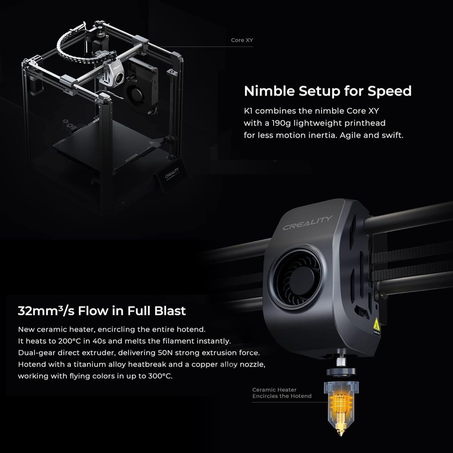 3D Printer K1 High Speed with Touchscreen and Direct Extruder U1167