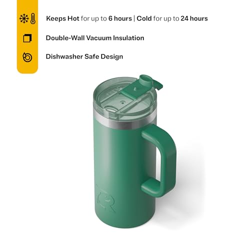RTIC 20oz Road Trip Travel Mug with Lid and Handle, Insulated Stainless Steel P393441