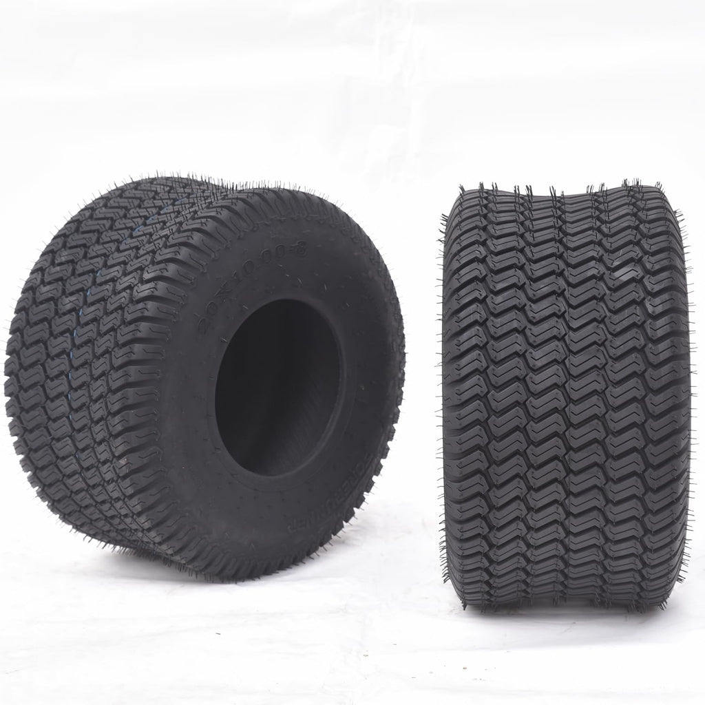 2 PCS 20x10-8 Lawn Mower Tires 4PR Turf Saver Tubeless J834268