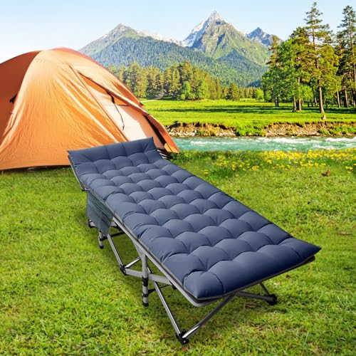 DoCred Folding Camping Cot with Mattress, 2 Pack, Heavy Duty for Adults, Portable with Carry Bag C814529