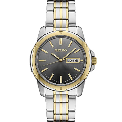 SEIKO Watch for Men - Day/Date Calendar & Luminous Markers, Stainless Steel Case, 100m Water-Resistant