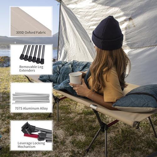 Naturehike ArmyWild Folding Camping Cot, Height Adjustable Ultralight Portable Bed U237