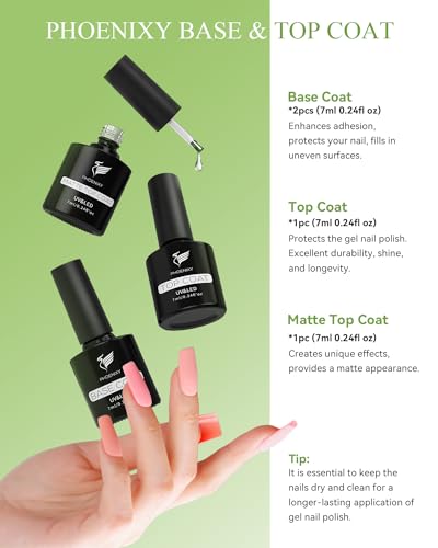 Phoenixy Gel Nail Polish Kit with UV LED Light, 40 Colors, Base & Top Coat H227876