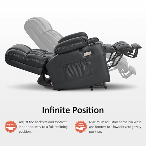 MCombo Dual Motor Power Lift Recliner Chair for Elderly with Heat and Massage, Black E570141