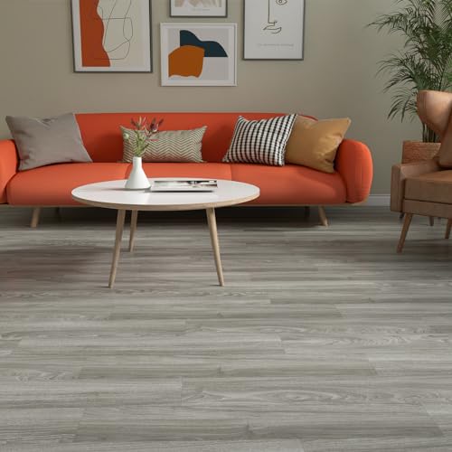 Self Adhesive Vinyl Flooring Planks Wood Effect Waterproof Grey 36pcs U963416