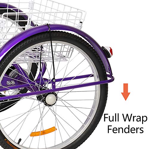 PEXMOR Adult Tricycle 7 Speed, 24/26 Inch 3 Wheel Bike with Baskets D492